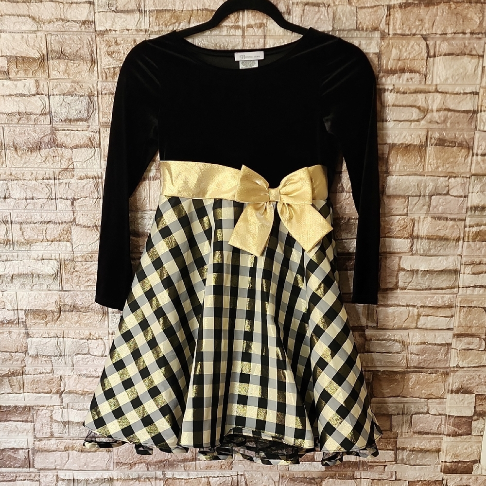 Bonnie Jean Elegant Black and Gold Kids Dress